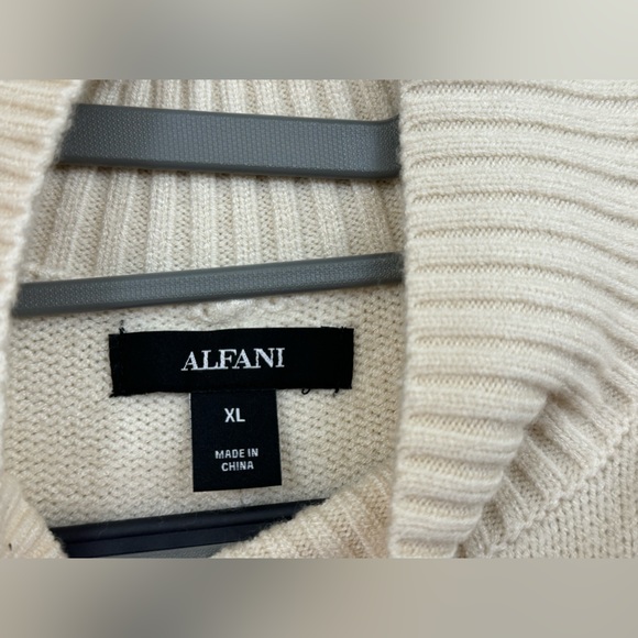 Alfani Women's Faux Fur Cuff Sleeve, Mock Neck Poncho Sweater, Size XL - Picture 2 of 11